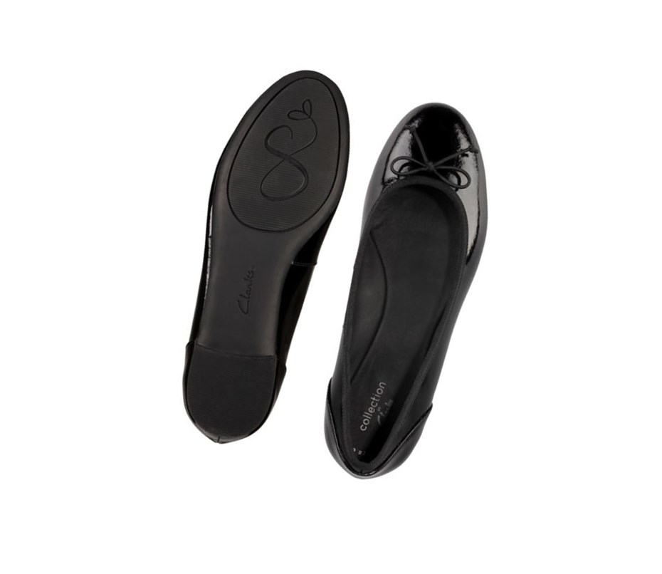 Chaussures Slip On Clarks Patale Vernis Cuir Femme Noir | NFRG80726