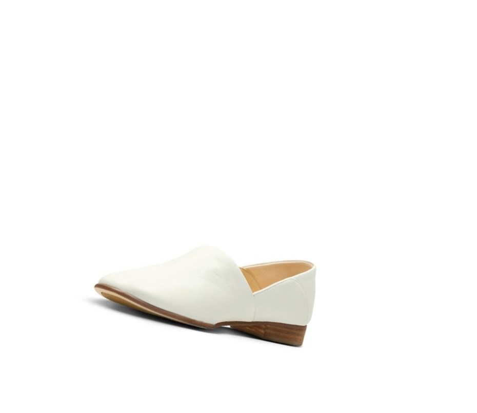 Chaussures Slip On Clarks Pure Tone Cuir Femme Blanche | IQSH52193