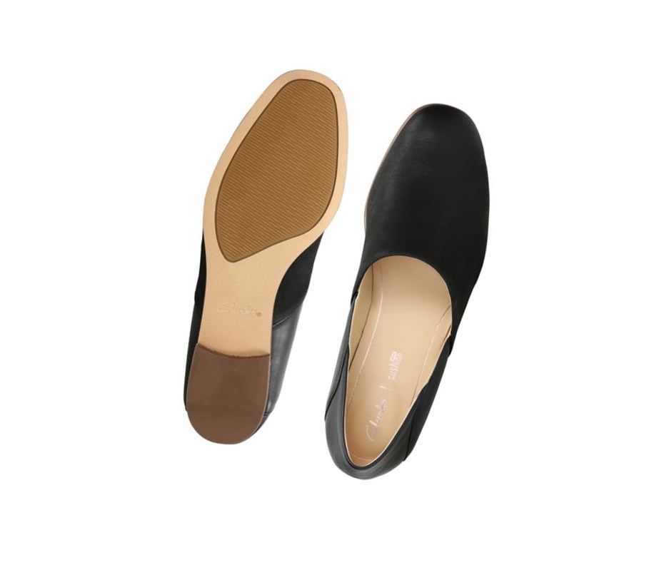 Chaussures Slip On Clarks Pure Tone Slip On Cuir Femme Noir | XWTS86710