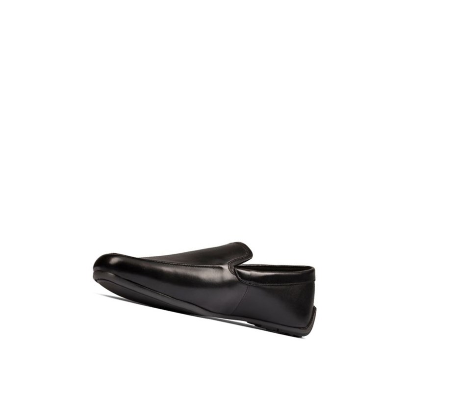 Chaussures Slip On Clarks Reazor Plain Cuir Homme Noir | QSZY06341