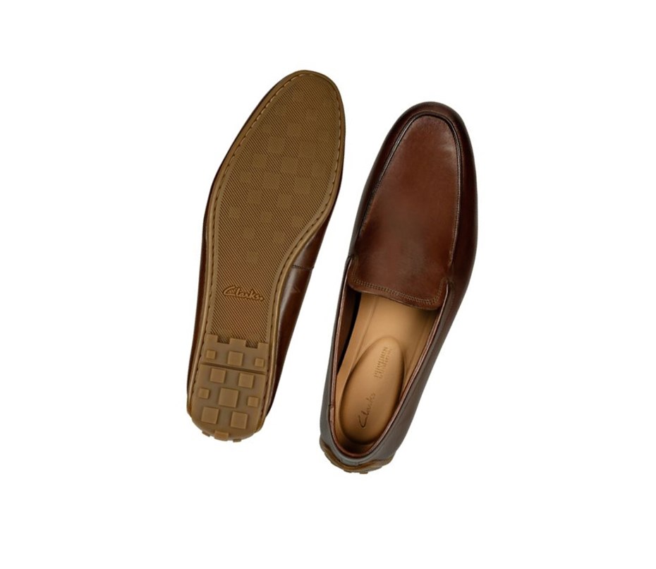 Chaussures Slip On Clarks Reazor Plain Cuir Homme Marron | TMKC60135