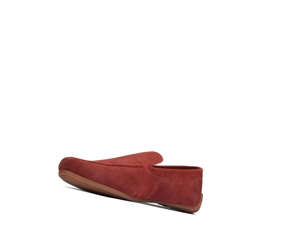 Chaussures Slip On Clarks Reazor Plain Daim Homme Rouge | JIST45728