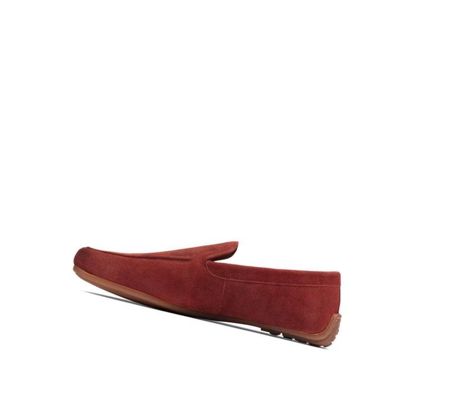 Chaussures Slip On Clarks Reazor Plain Daim Homme Rouge | JIST45728