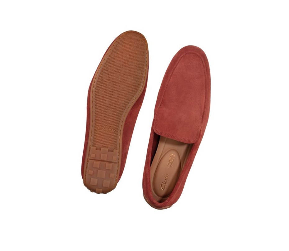 Chaussures Slip On Clarks Reazor Plain Daim Homme Rouge | JIST45728