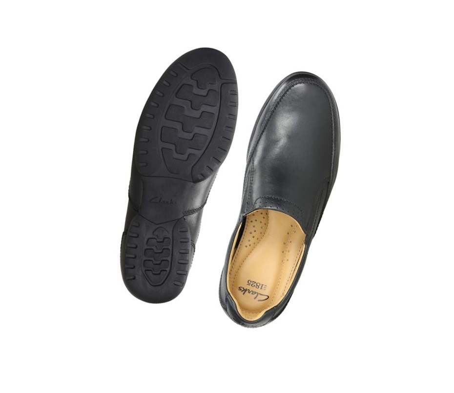 Chaussures Slip On Clarks Recline Free Cuir Homme Noir | JTPZ84290