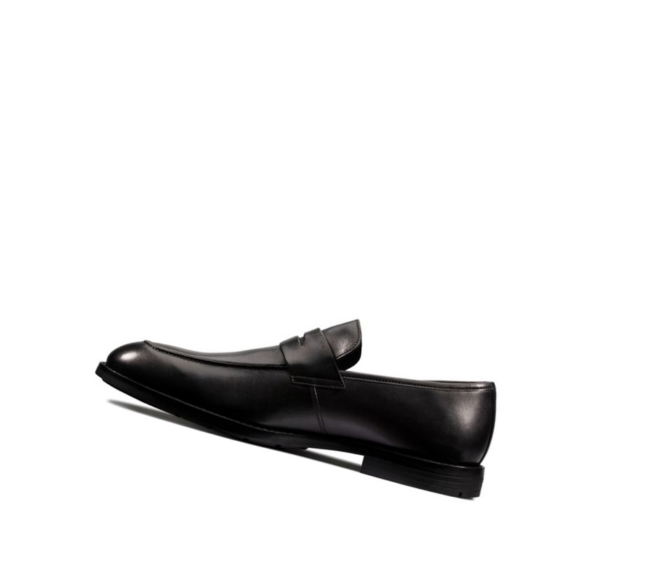 Chaussures Slip On Clarks Ronnie Step Cuir Homme Noir | VZGQ14807