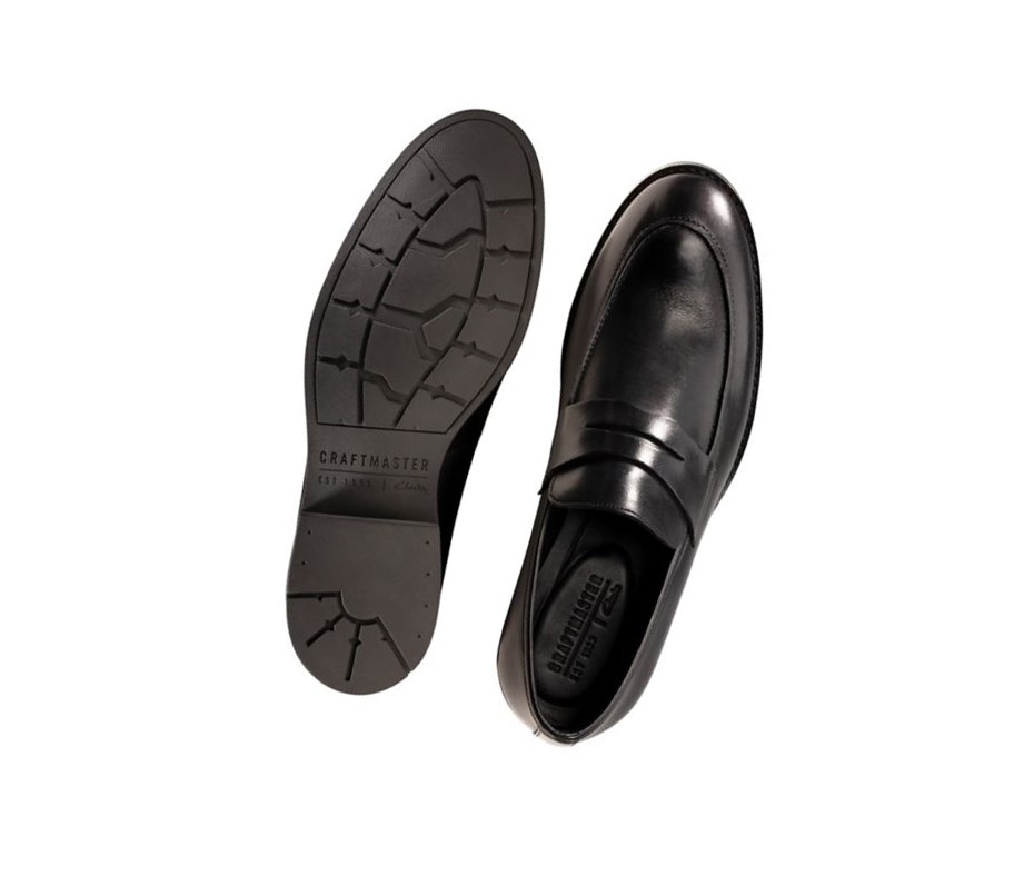 Chaussures Slip On Clarks Ronnie Step Cuir Homme Noir | VZGQ14807