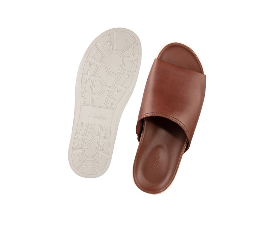 Chaussures Slip On Clarks Sunder Claquette Cuir Homme Marron | NXDH52974