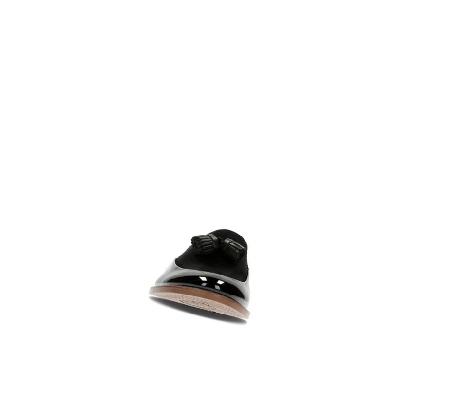 Chaussures Slip On Clarks Taylor Spring Vernis Daim Femme Noir | CKYX64028