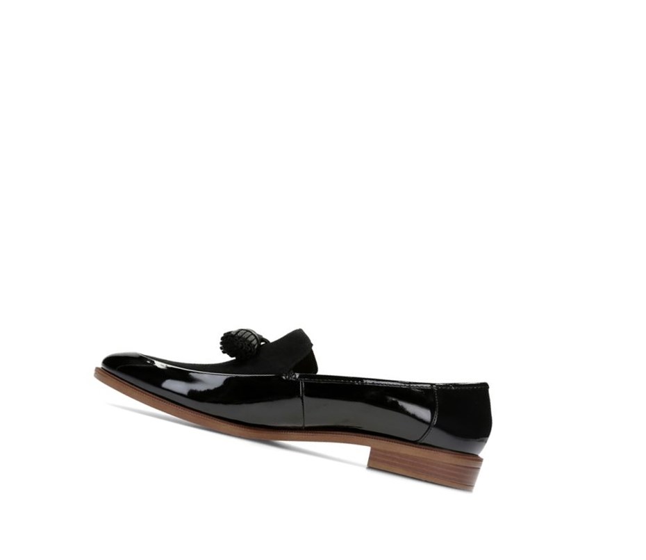 Chaussures Slip On Clarks Taylor Spring Vernis Daim Femme Noir | CKYX64028