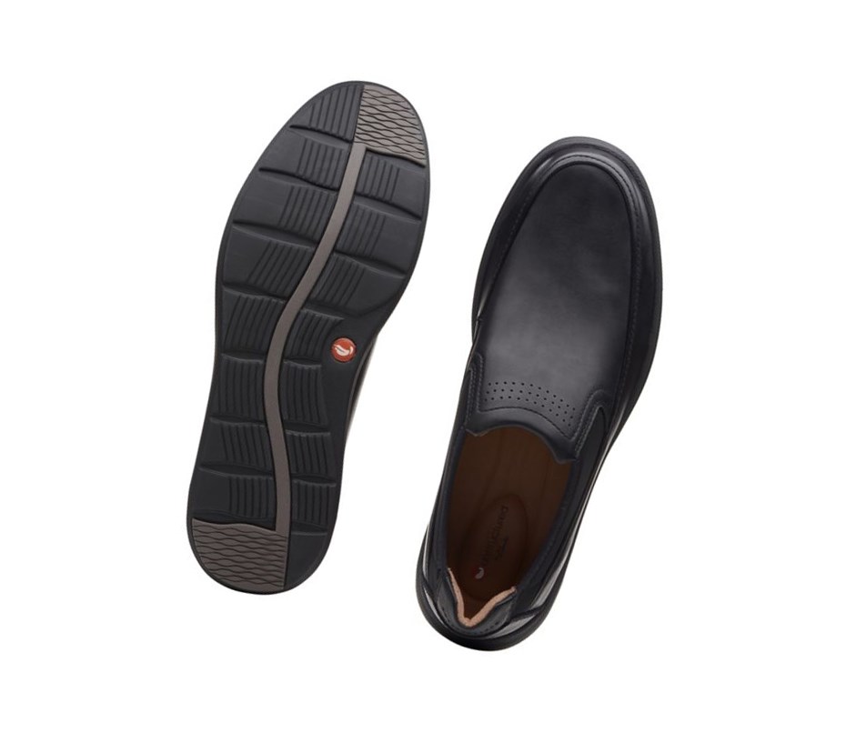 Chaussures Slip On Clarks Un Abode Go Cuir Homme Noir | TGDR56087