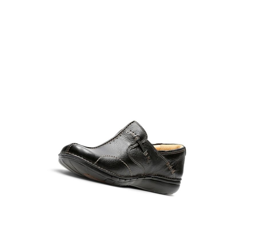 Chaussures Slip On Clarks Un Loop Cuir Femme Noir | SHXO14793