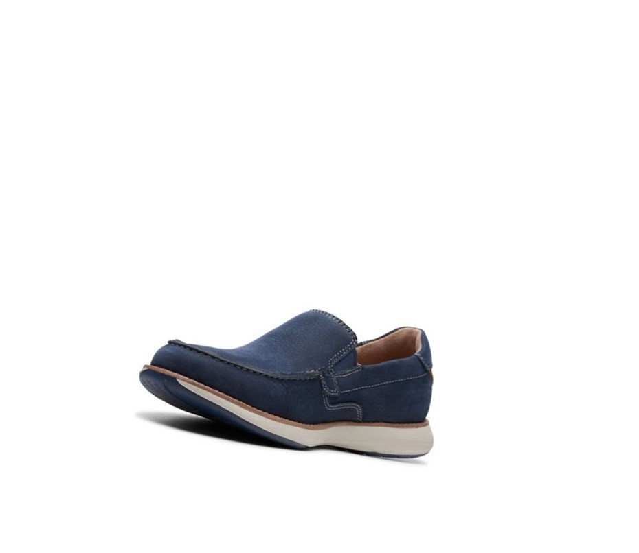 Chaussures Slip On Clarks Un Pilot Step Nubuck Cuir Homme Bleu Marine | UBKV91482