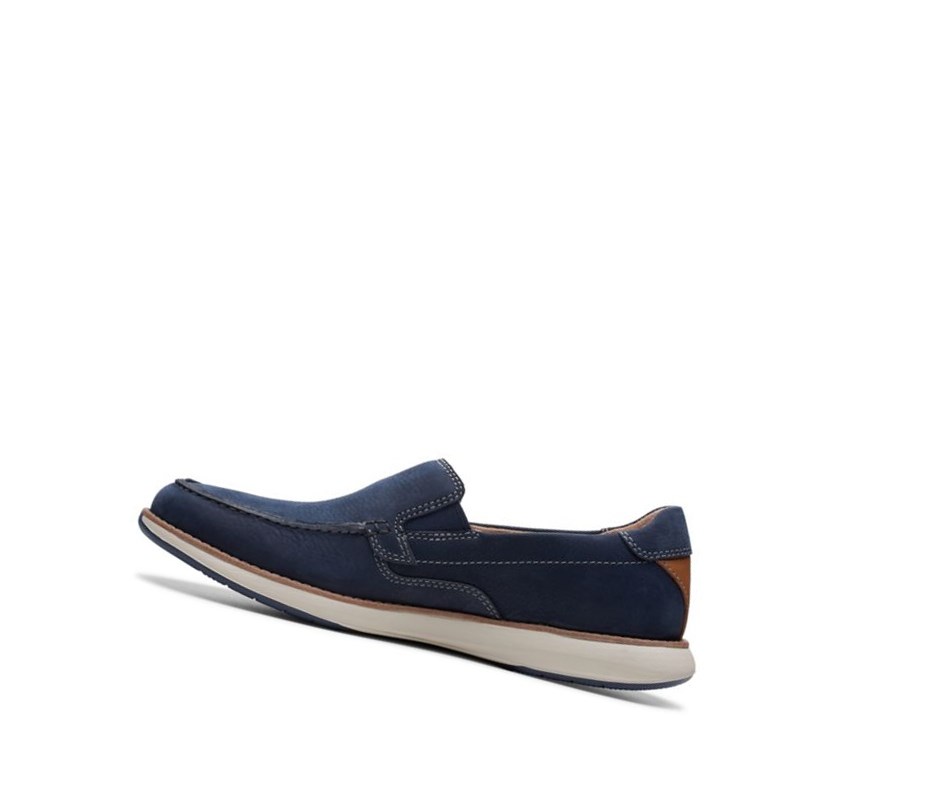 Chaussures Slip On Clarks Un Pilot Step Nubuck Cuir Homme Bleu Marine | UBKV91482