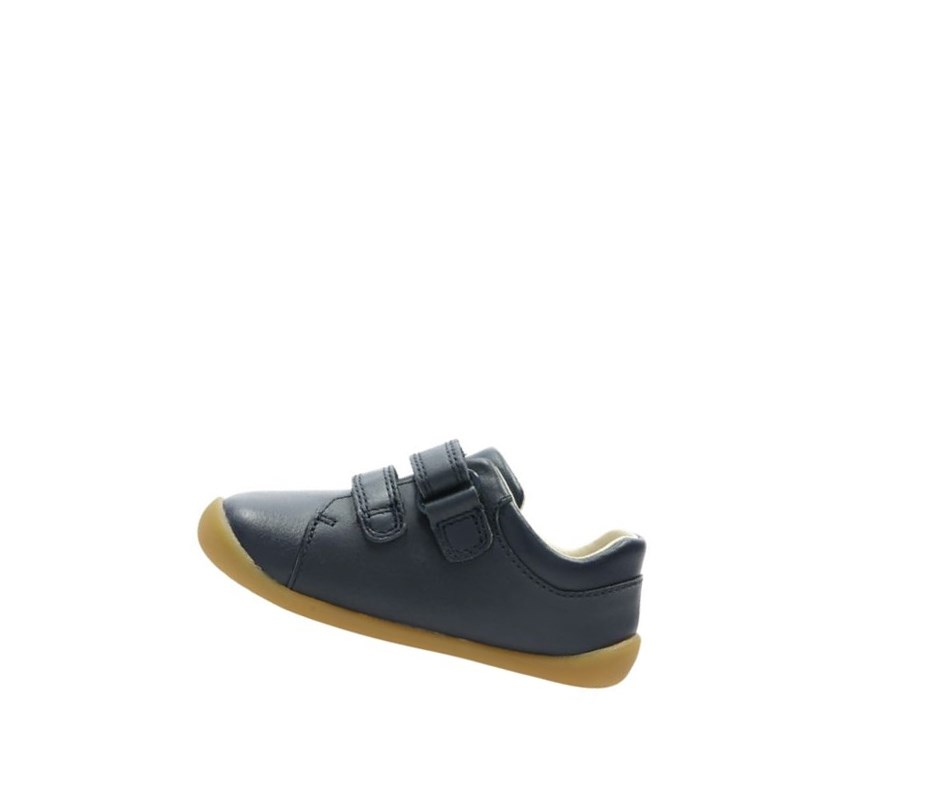 Chaussures de Marche Clarks Roamer Craft Cuir Fille Bleu Marine | CBGZ92458