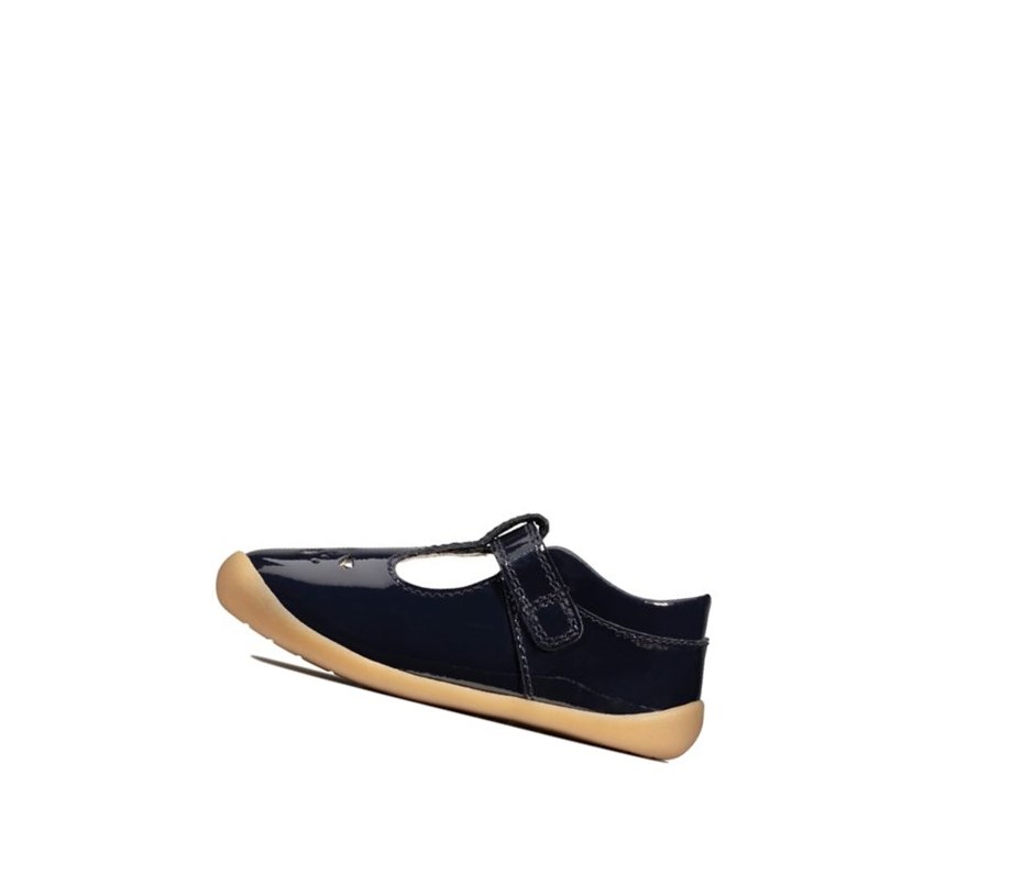 Chaussures de Marche Clarks Roamer Star Vernis Fille Bleu Marine | GROK38479