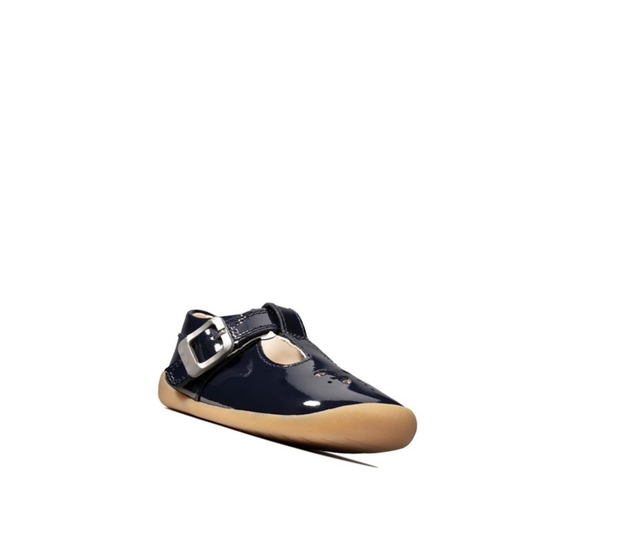 Chaussures de Marche Clarks Roamer Star Vernis Fille Bleu Marine | GROK38479