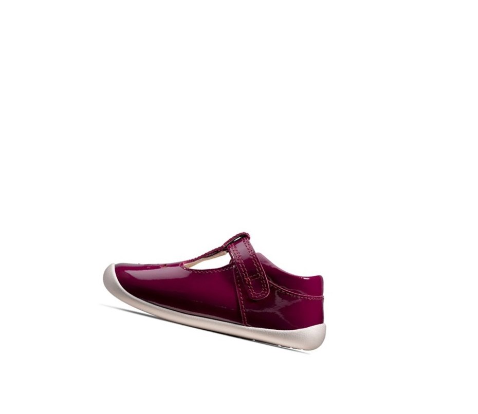 Chaussures de Marche Clarks Roamer Star T-bar Fille Bordeaux | IZJQ92456