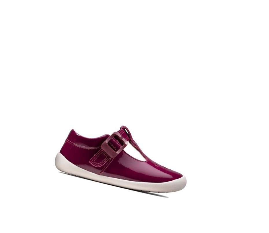 Chaussures de Marche Clarks Roamer Star T-bar Fille Bordeaux | IZJQ92456