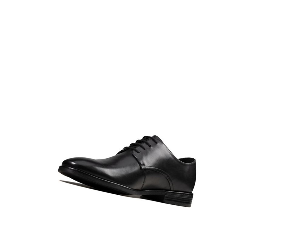 Chaussures de Marche Clarks Stanford Walk Cuir Larges Fit Homme Noir | HLJN20385