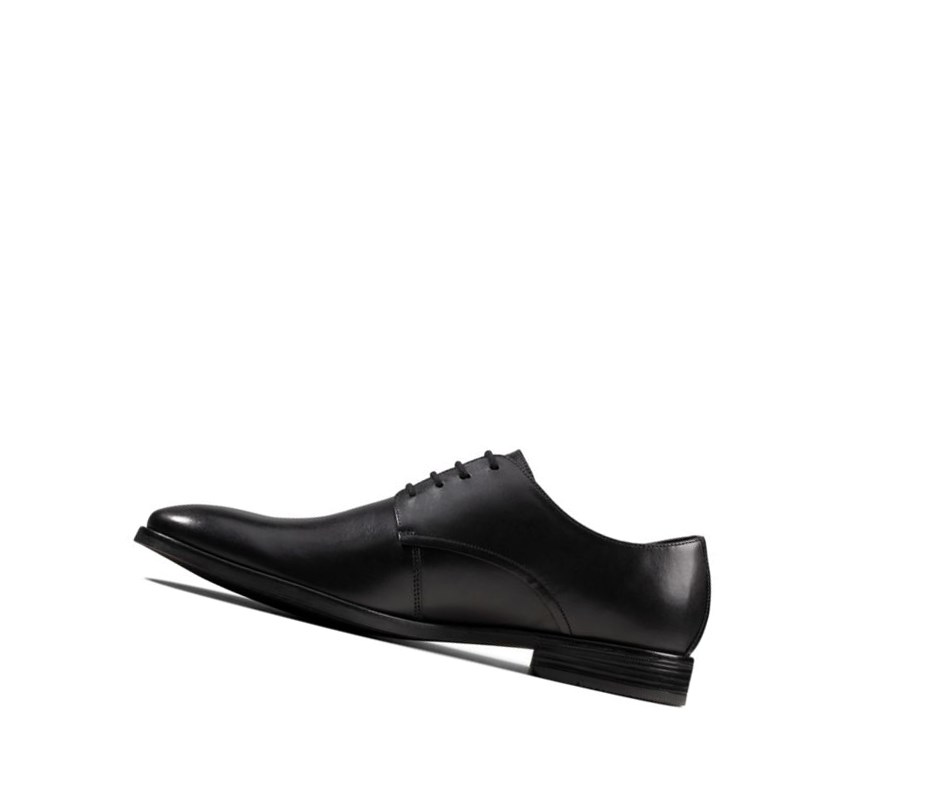 Chaussures de Marche Clarks Stanford Walk Cuir Larges Fit Homme Noir | HLJN20385