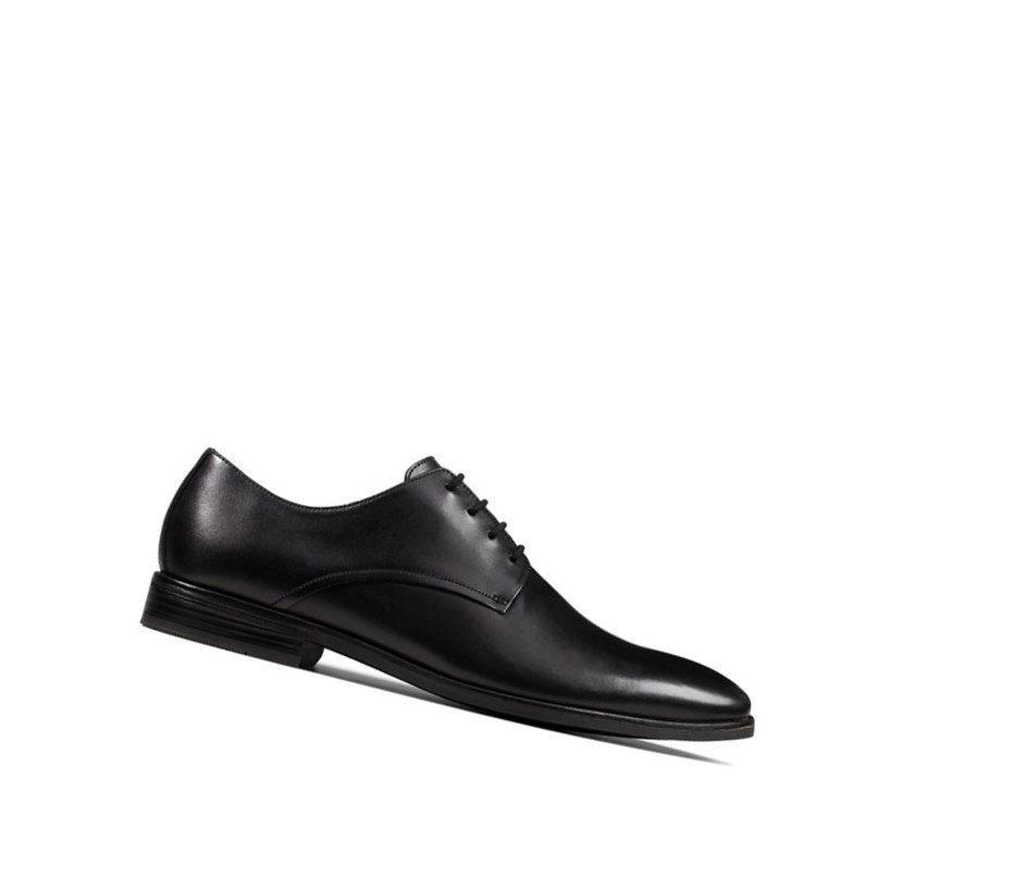 Chaussures de Marche Clarks Stanford Walk Cuir Larges Fit Homme Noir | HLJN20385