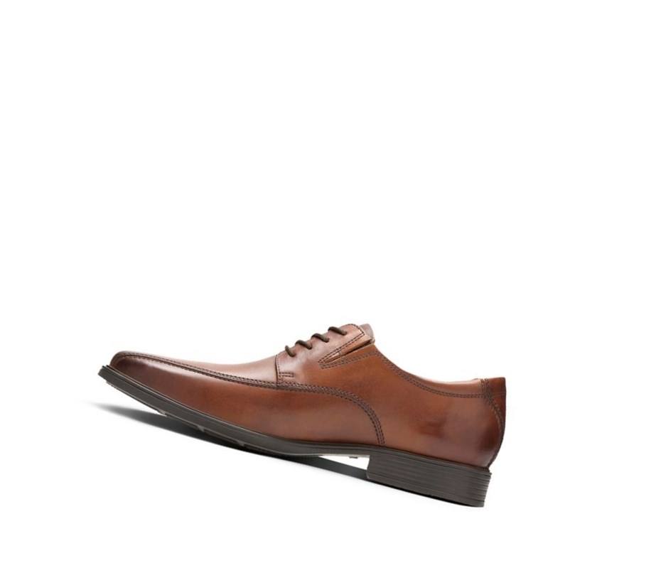 Chaussures de Marche Clarks Tilden Walk Cuir Larges Fit Homme Marron Foncé | OTXP20359