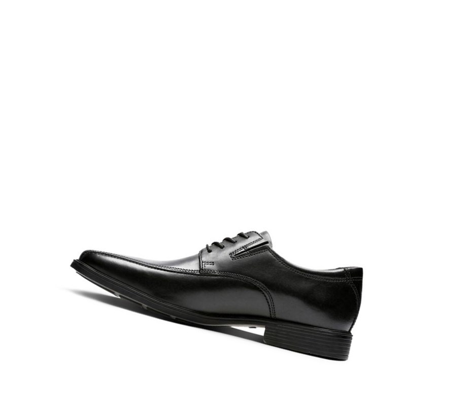 Chaussures de Marche Clarks Tilden Walk Cuir Larges Fit Homme Noir | QMPD82705