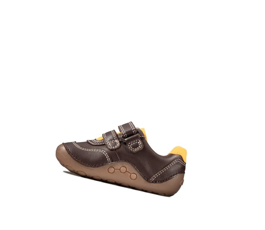 Chaussures de Marche Clarks Tiny Dusk Cuir Garcon Marron | RSOF70194