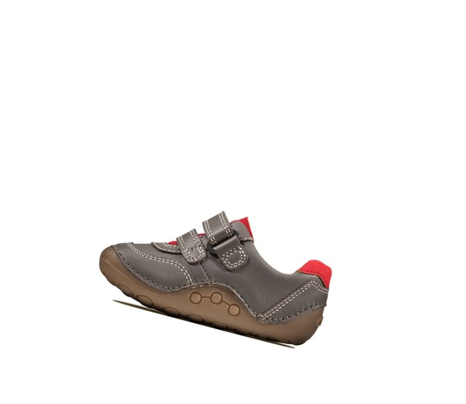 Chaussures de Marche Clarks Tiny Dusk Cuir Garcon Grise | UWHI49238