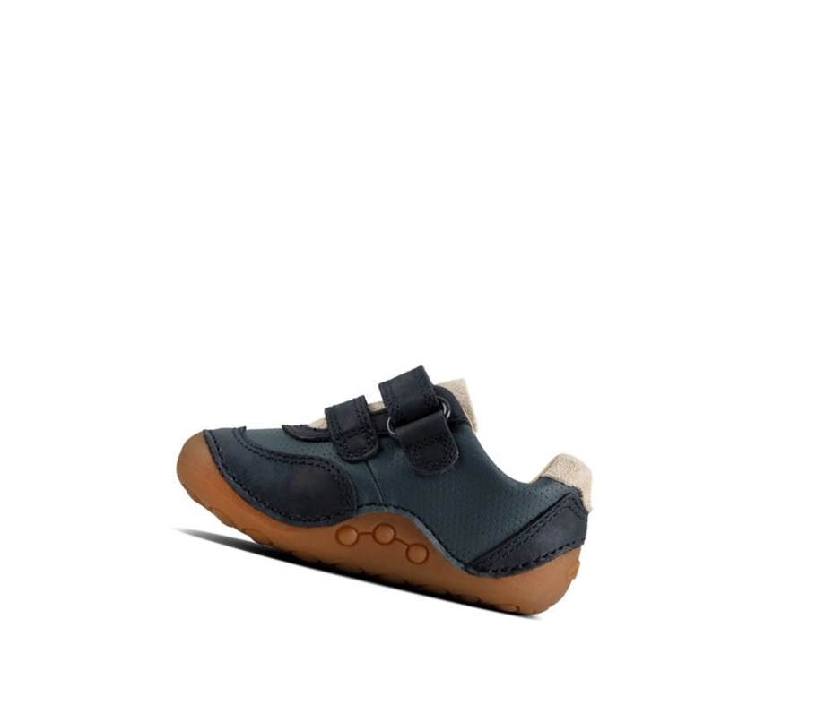 Chaussures de Marche Clarks Tiny Dusk Daim Garcon Bleu | HPDL84753