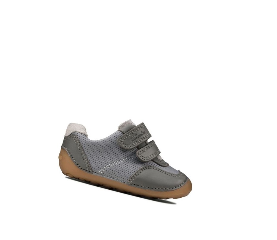 Chaussures de Marche Clarks Tiny Dusk Daim Garcon Grise | IJTQ38560