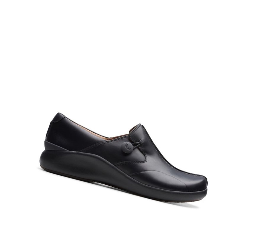 Chaussures de Marche Clarks Un Loop 2 Walk Cuir Femme Noir | SLWA41570