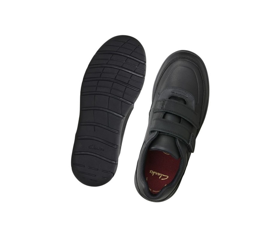 Chaussures de Marche Clarks Venture Walk Cuir Garcon Noir | KXVA34697