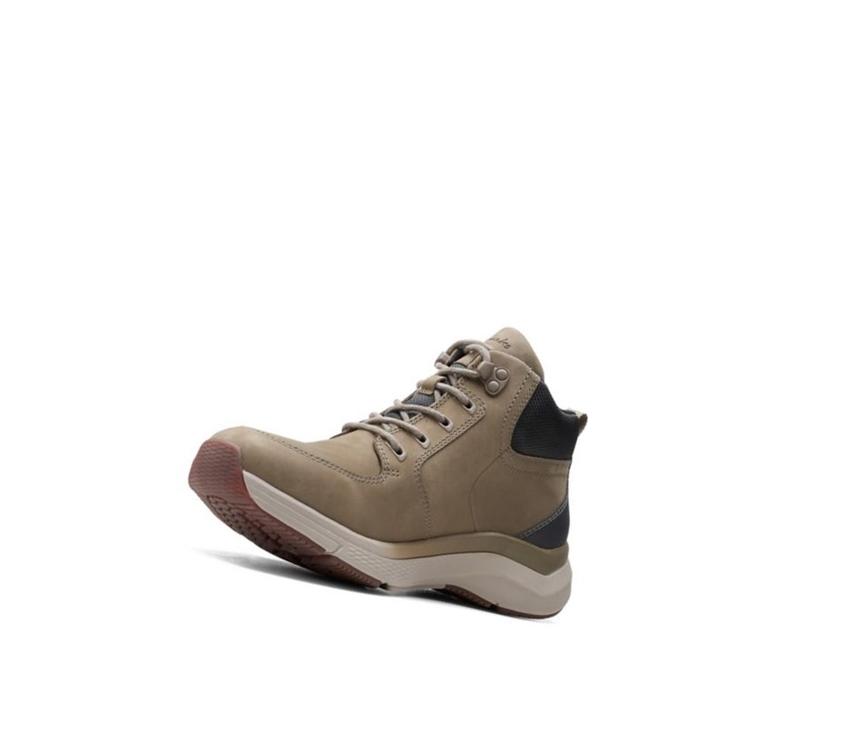 Chaussures de Marche Clarks Wave2.0 Hi Textile Homme Vert Olive | ZUNM68920