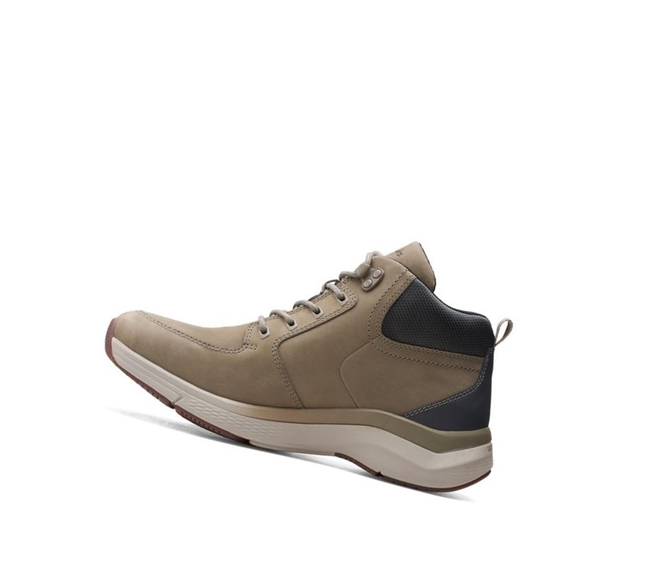 Chaussures de Marche Clarks Wave2.0 Hi Textile Homme Vert Olive | ZUNM68920