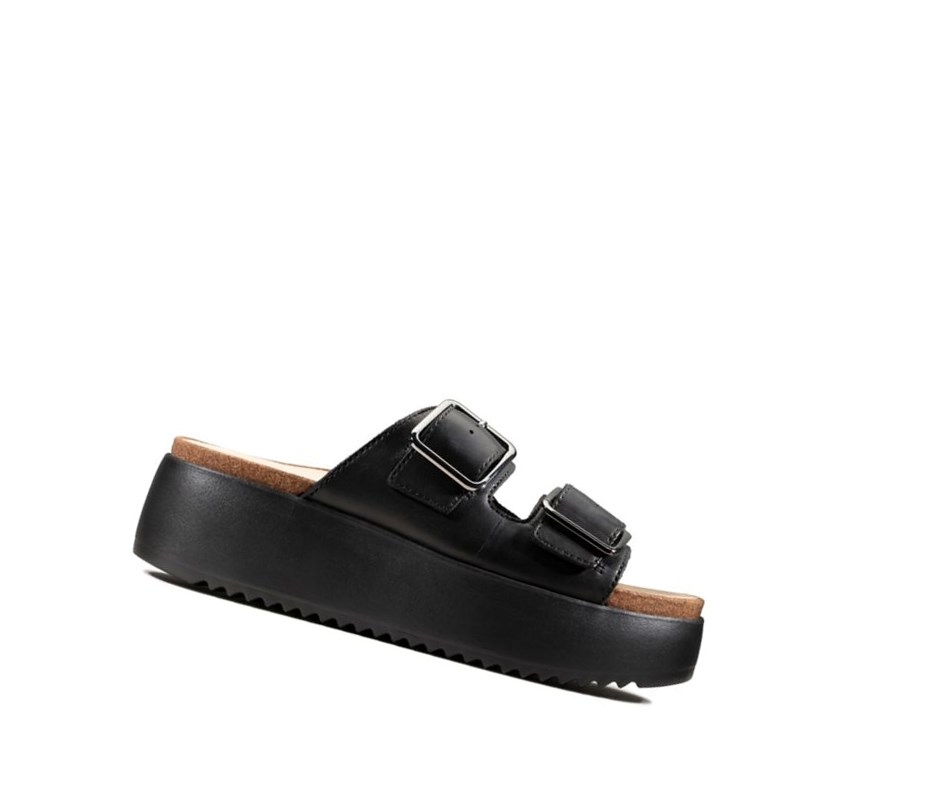 Claquette Clarks Botanic Claquette Cuir Femme Noir | FPLI18249