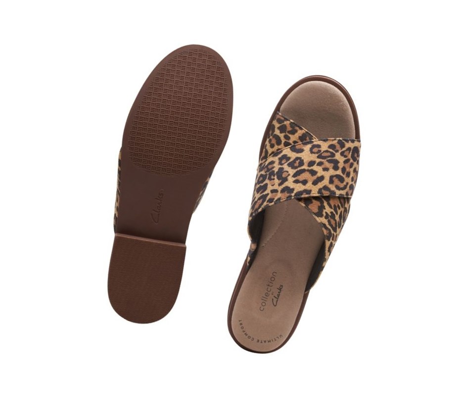 Claquette Clarks Declan Ivy Print Femme Leopard | QHZA31824