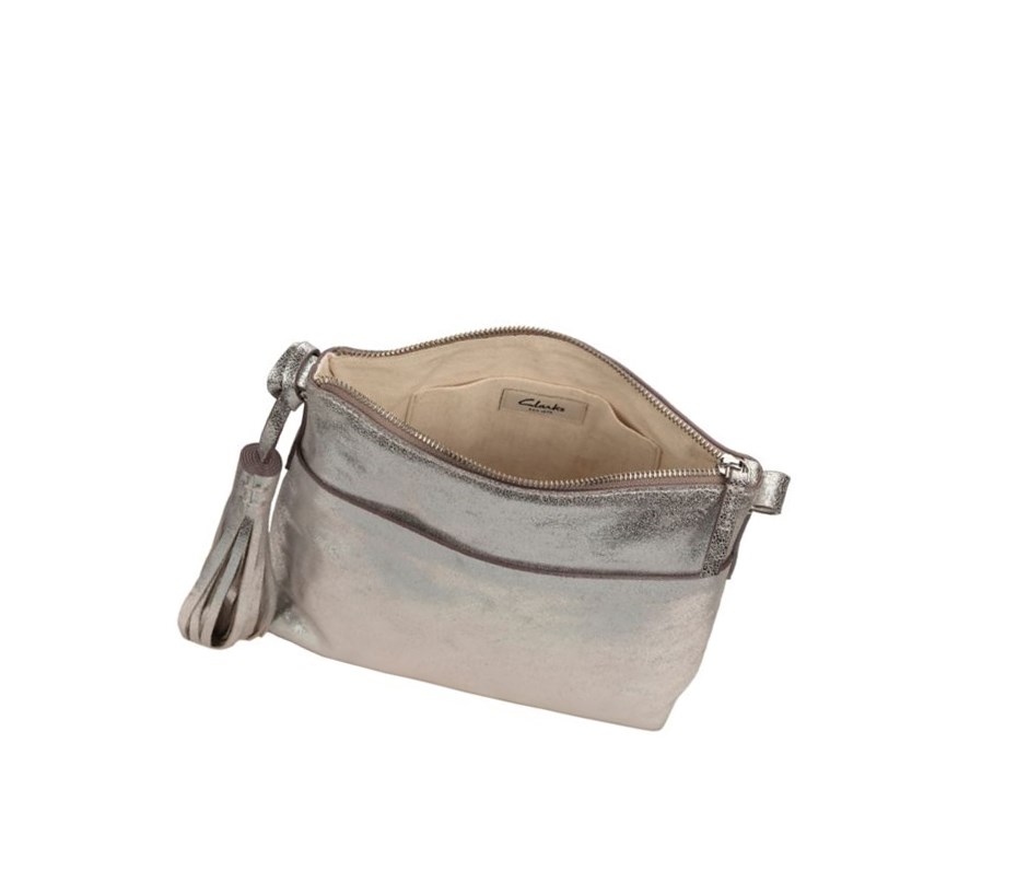 Leather Bags Clarks Topsham Shine Cuir Femme Argent | GBQH46358