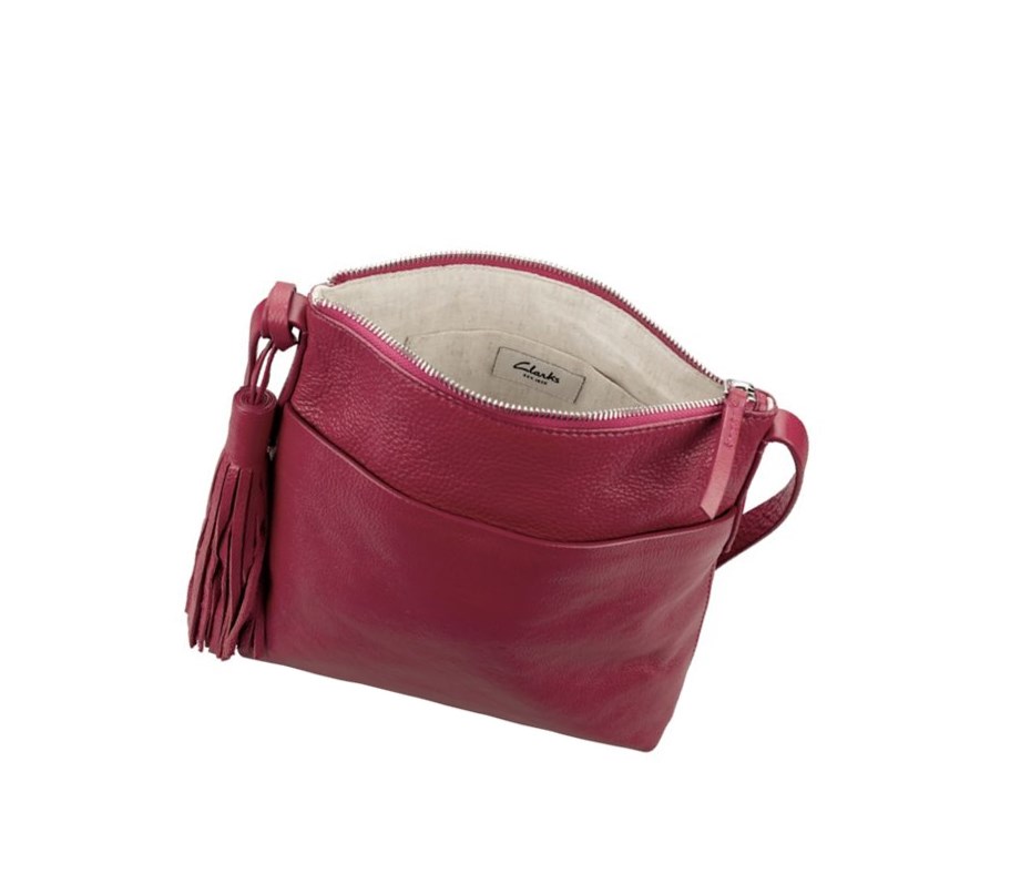 Leather Bags Clarks Topsham Shine Cuir Femme Fushia | XYWM18693