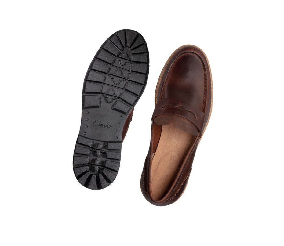 Loafers Clarks Batcombe Edge Cuir Homme Marron Foncé | EBAK72684