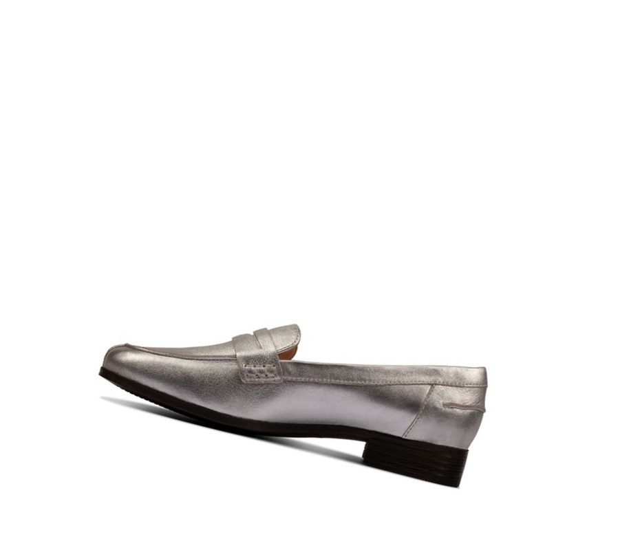 Loafers Clarks Hamble Cuir Femme Argent Metal | JOBM92610