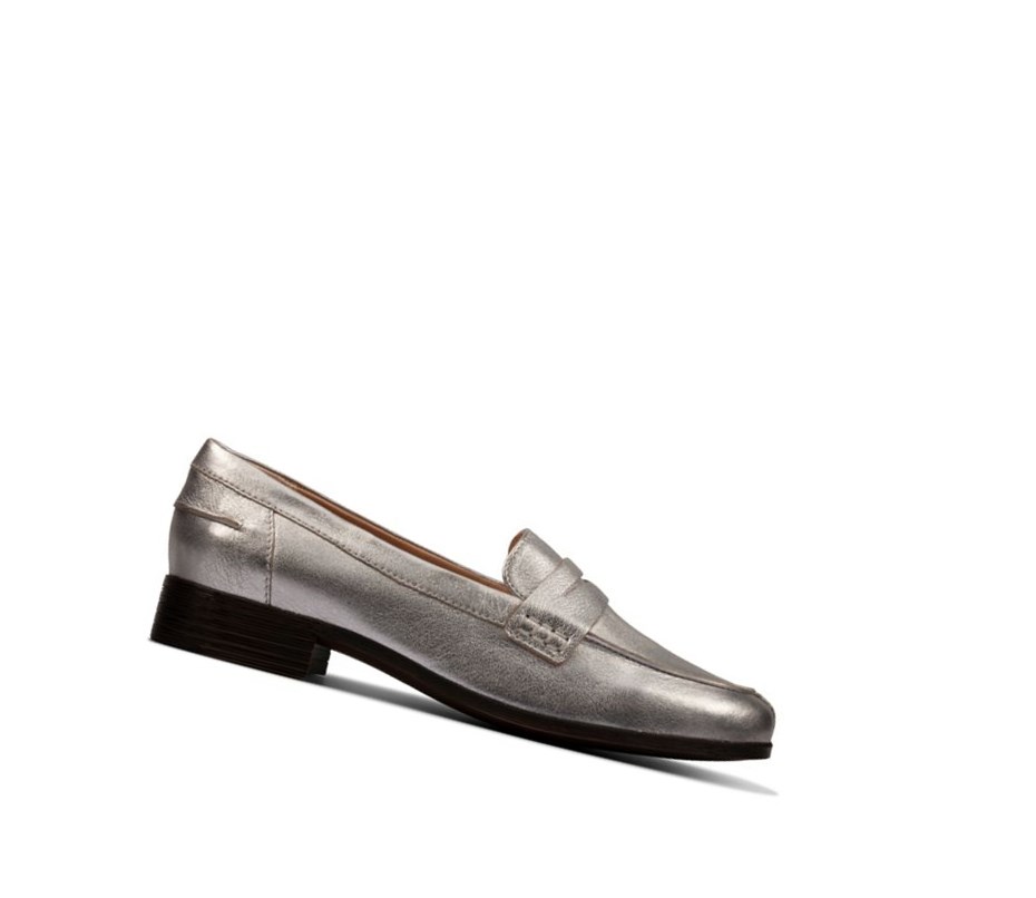 Loafers Clarks Hamble Cuir Femme Argent Metal | JOBM92610