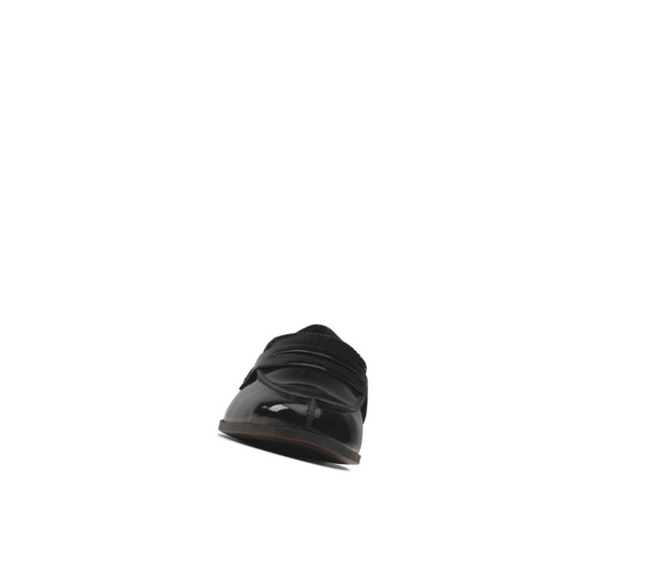 Loafers Clarks Hamble Vernis Cuir Femme Noir | RNSK89154