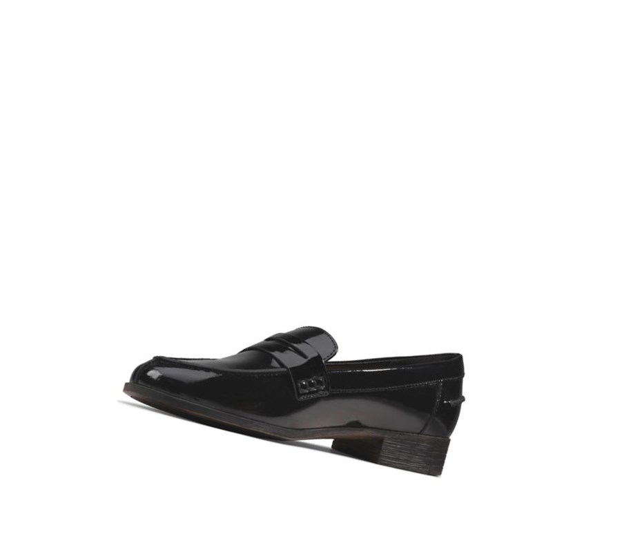 Loafers Clarks Hamble Vernis Cuir Femme Noir | RNSK89154