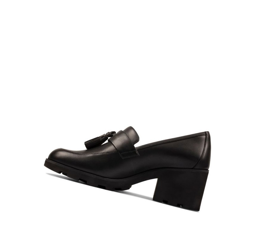 Loafers Clarks Rene Cuir Femme Noir | YTHX71648