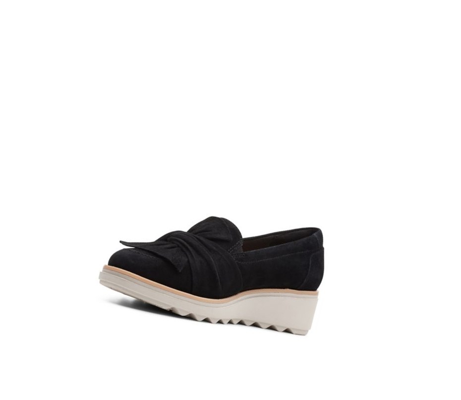 Loafers Clarks Sharon Dasher Daim Femme Noir | WJFH29058