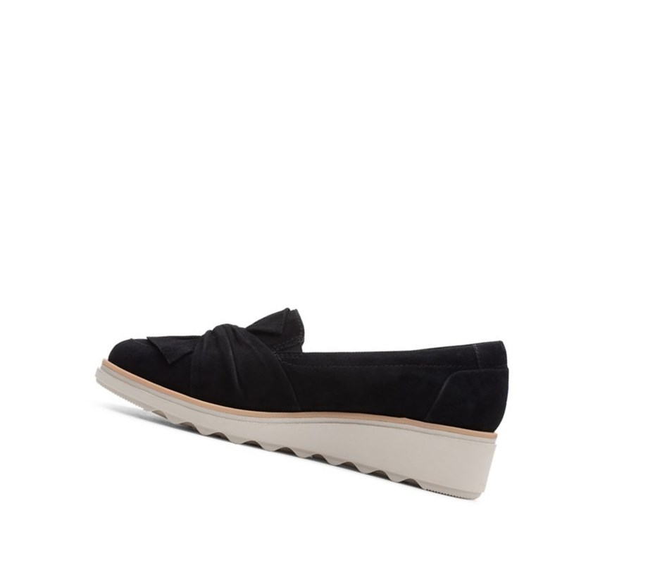 Loafers Clarks Sharon Dasher Daim Femme Noir | WJFH29058