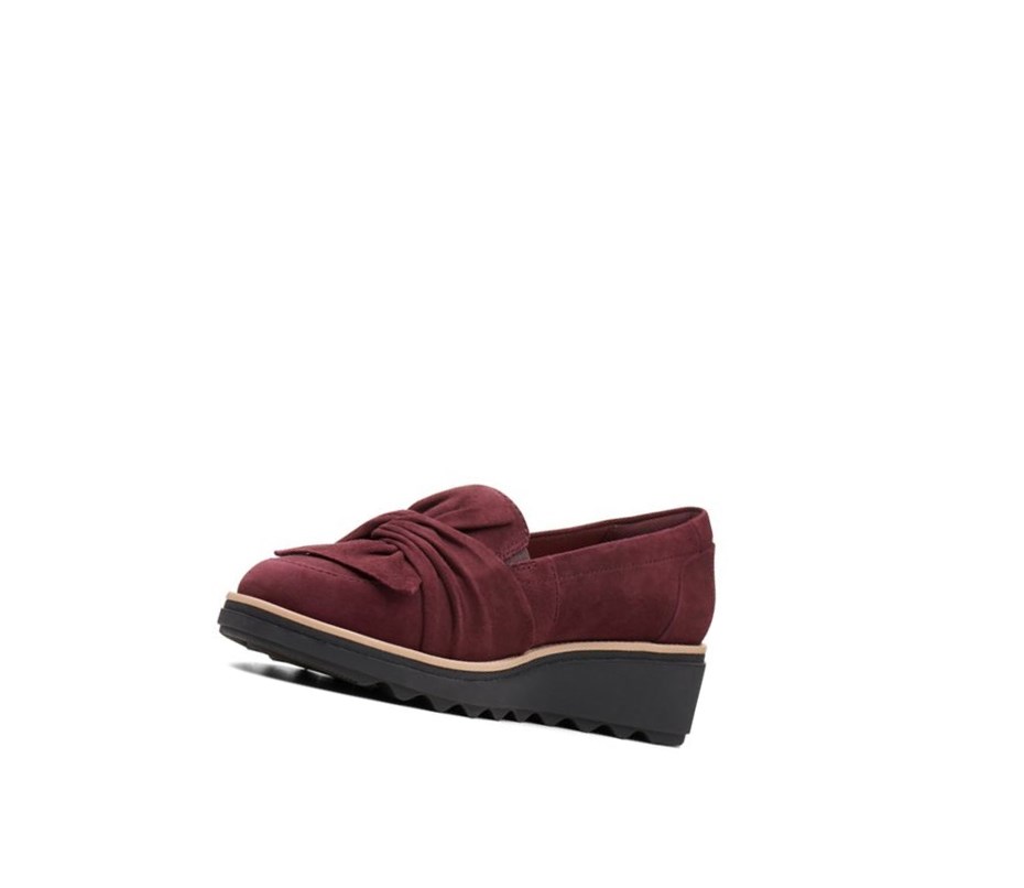 Loafers Clarks Sharon Dasher Daim Larges Fit Femme Bordeaux | TAJN02398