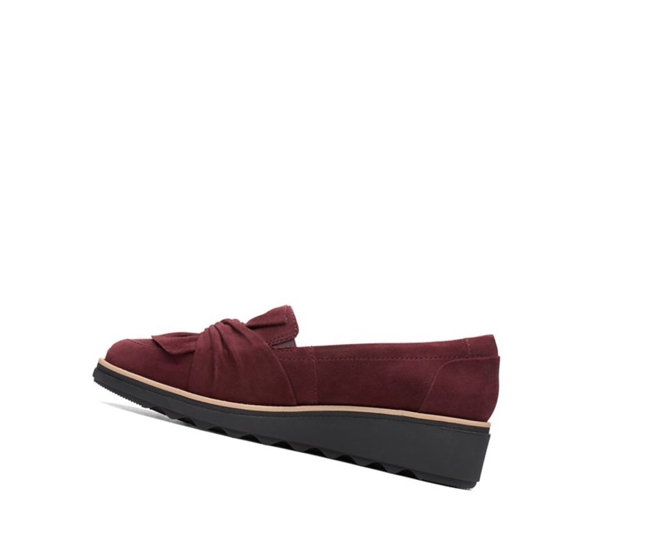 Loafers Clarks Sharon Dasher Daim Larges Fit Femme Bordeaux | TAJN02398